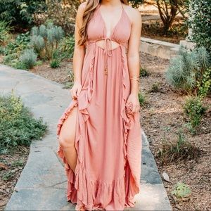 Free People Yvette maxi dress XS rose pink